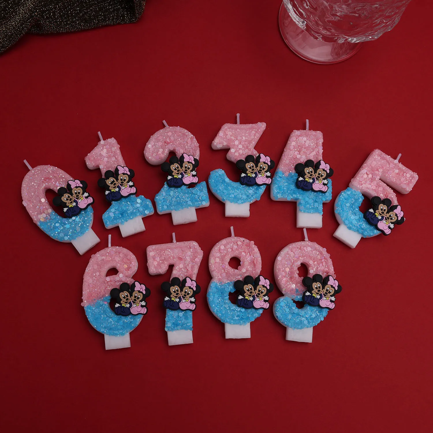 

Disney Anime Mickey Mouse Angel Digital Candle Kawaii Minnie Children's Birthday Party Candles Pink Blue Girl Party Gifts