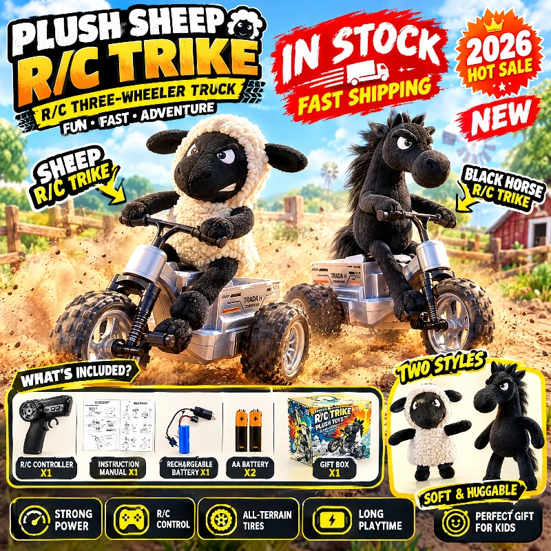 2026 New Little Sheep Black Horse Remote Control Car Three Wheel Motorcycle Charging Dynamic Lighting Trick Drift Car Boy Toy
