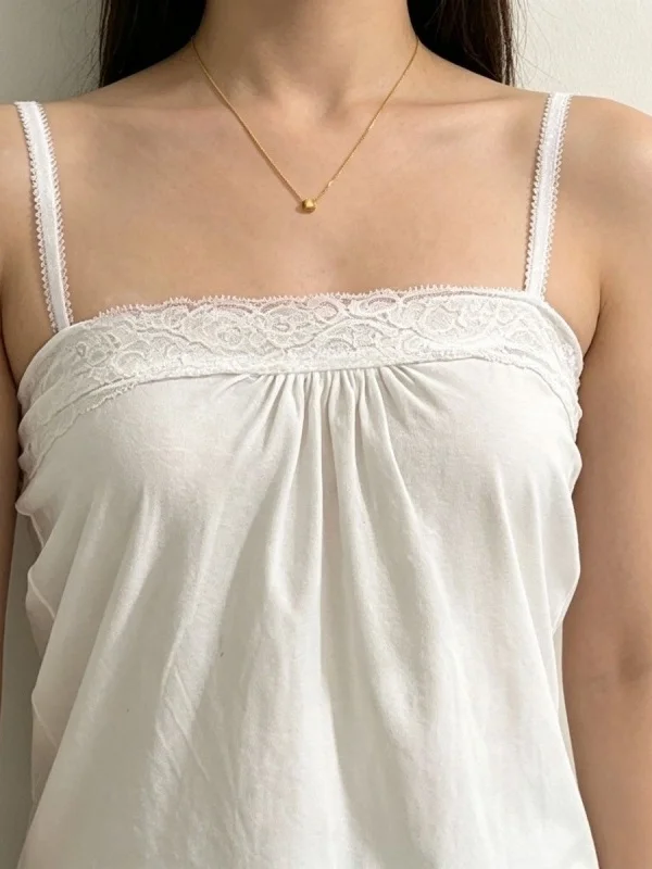 Lace Crop Top Women's Summer Sleeveless Cotton 95% Elastic Fiber Base Shirt Outerwear Casual Simple Style plus Size