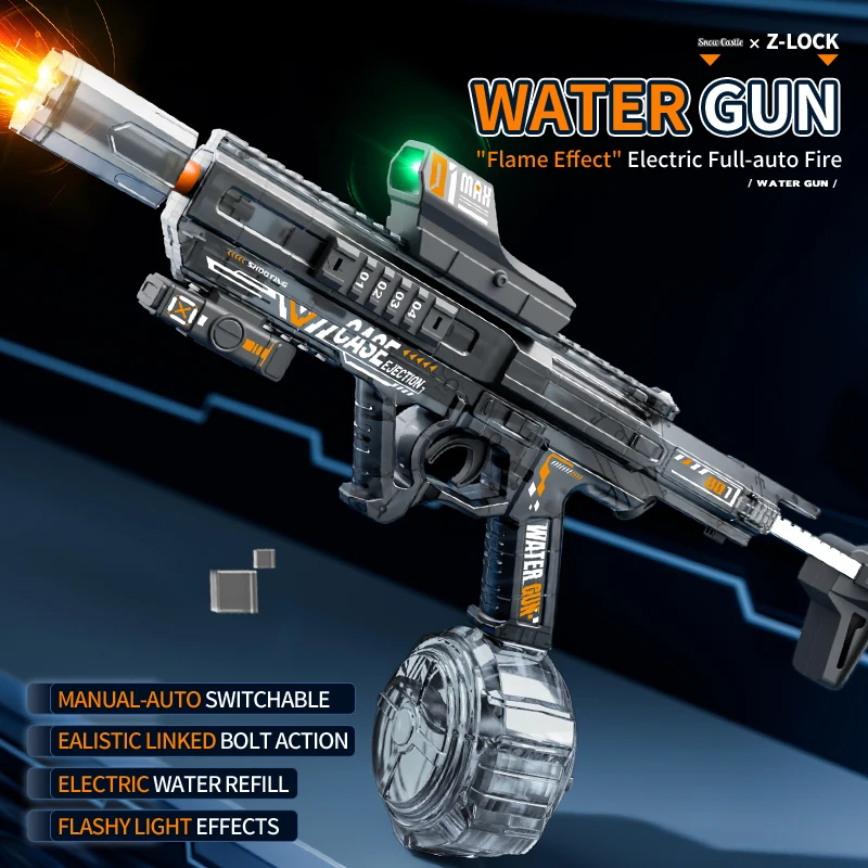 650ml Children Electric Water Gun Toy Summer Outdoor Automatic Water Absorption Continuous Shooting Squirt Guns Toys for Kids