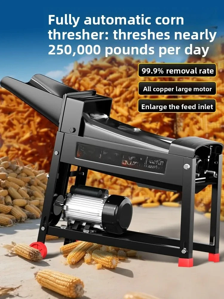 Fully Automatic Mini Electric Corn Threshing Machine, Home Agricultural Equipment for Corn Husking & Threshing