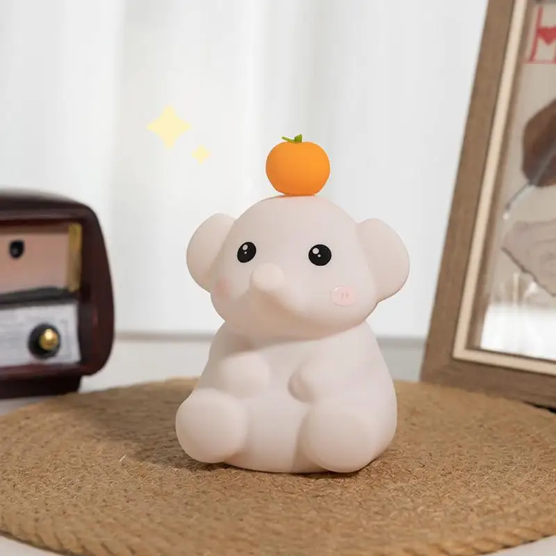 Elefante bonito-como a luz conduzida da noite, recarregável, silicone, para o quarto das crianças, berçário, com interruptor do toque, decoração