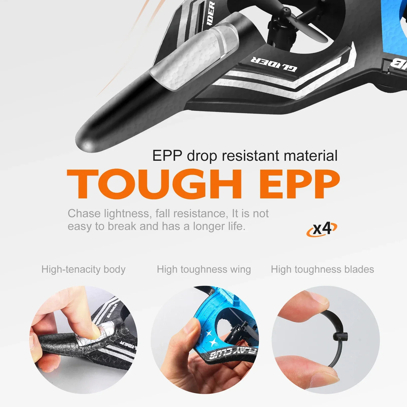 S83 2.4G 4CH RC EPP طائرة مقاتلة رغوية - 360 درجة تراجع حيلة، إقلاع بمفتاح واحد، أضواء LED - أفضل هدية لعبة للأطفال