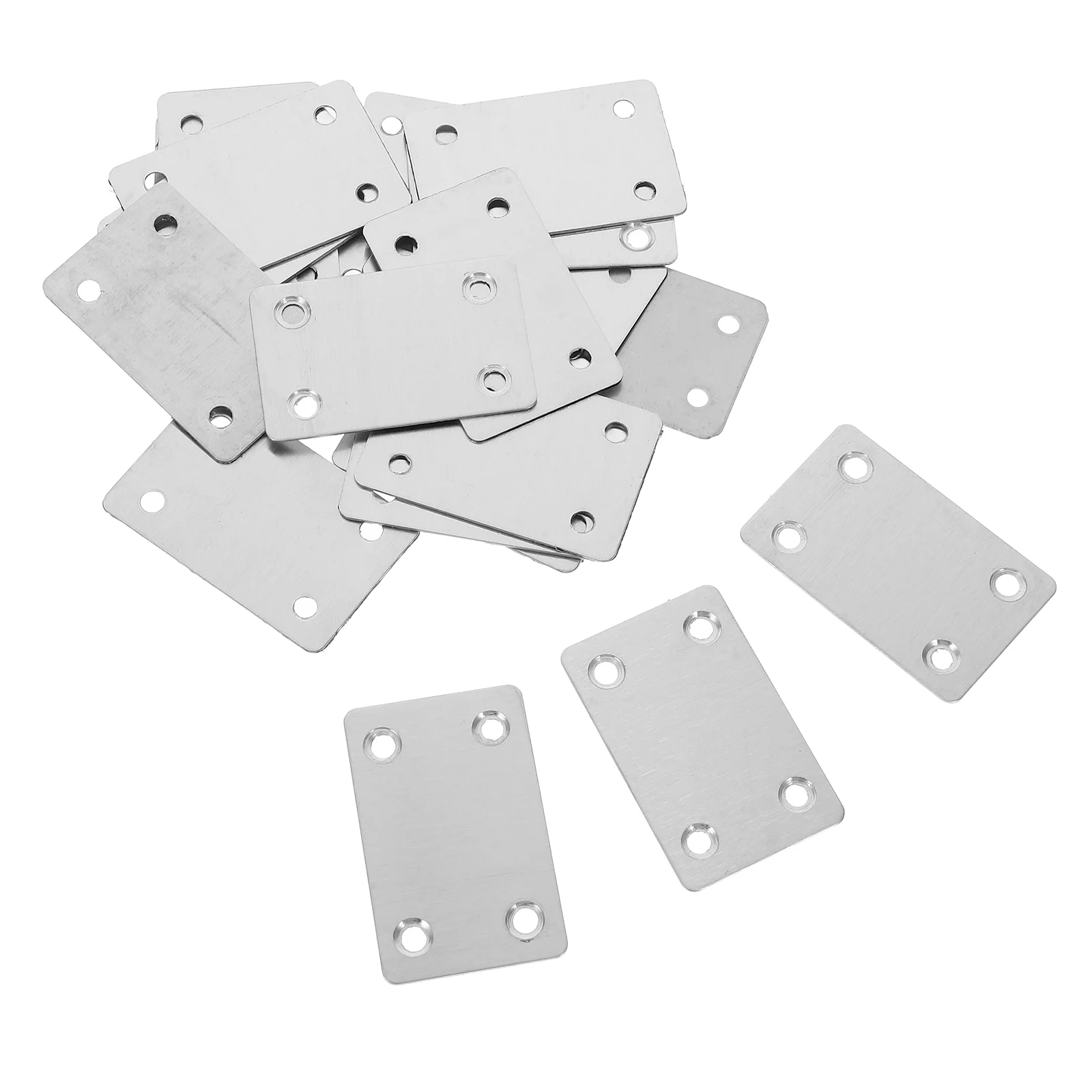 20 Pcs Furniture Corner Code Straight Brackets Stainless Steel Plates Flat Joining for Film Mending Wood Metal