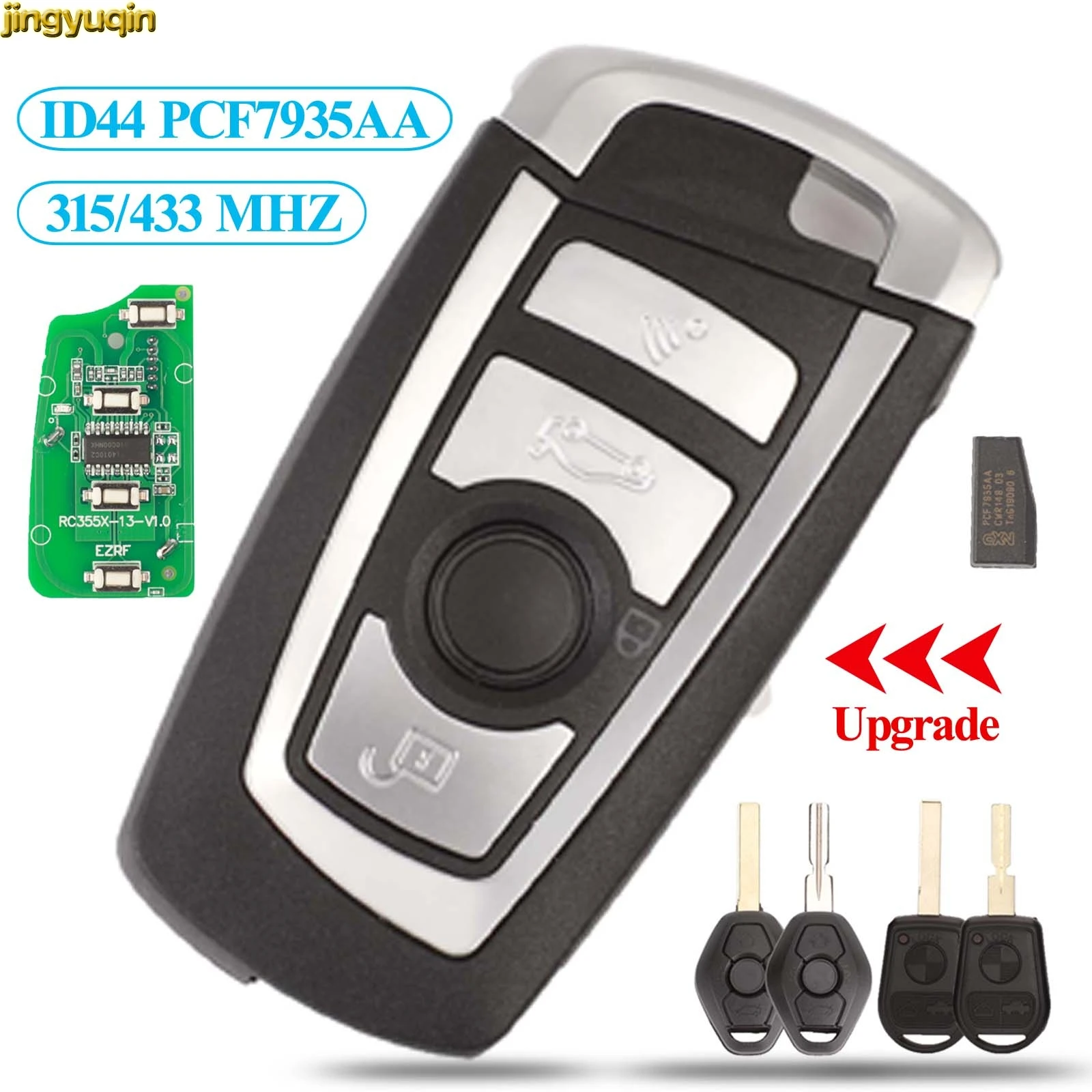 Jingyuqin EWS Flip Remote Key 315MHz/433MHz PCF7935AA ID44 Chip Refit for BMW E38 E39 E46 M5 X3 X5 Z3 Z4 HU58 HU92 4 Button