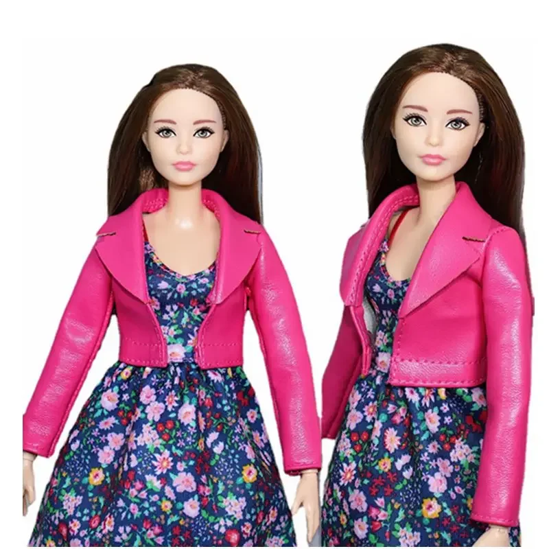 Hot Pink Leather Jacket 1/6 BJD Clothes for Barbie Doll Clothes Coat Top 11.5