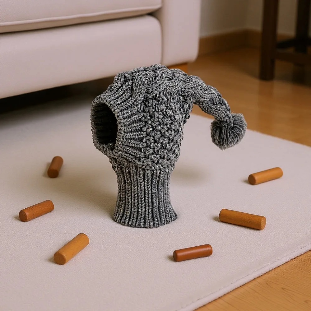 

High Quality Knitted Dog Knitted Hat Red Color Solid Color Puppy Hood Neck Headband Protector Yarn Pet Winter Accessories