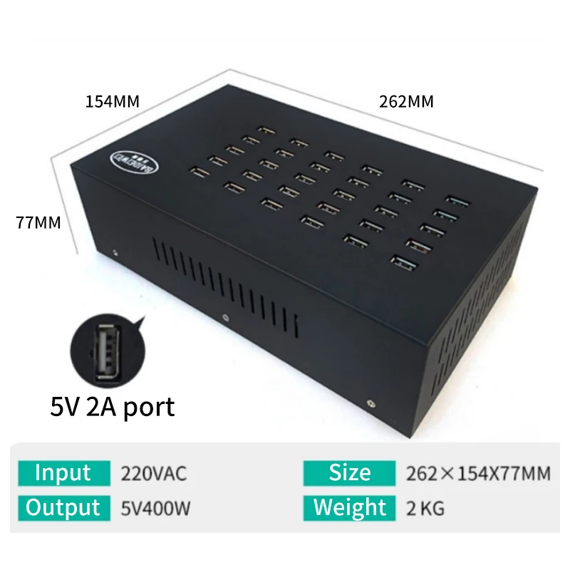 Swimming Headset USB 2.0 30-Port Aluminum Hub Charging Station with Socket-in Stock