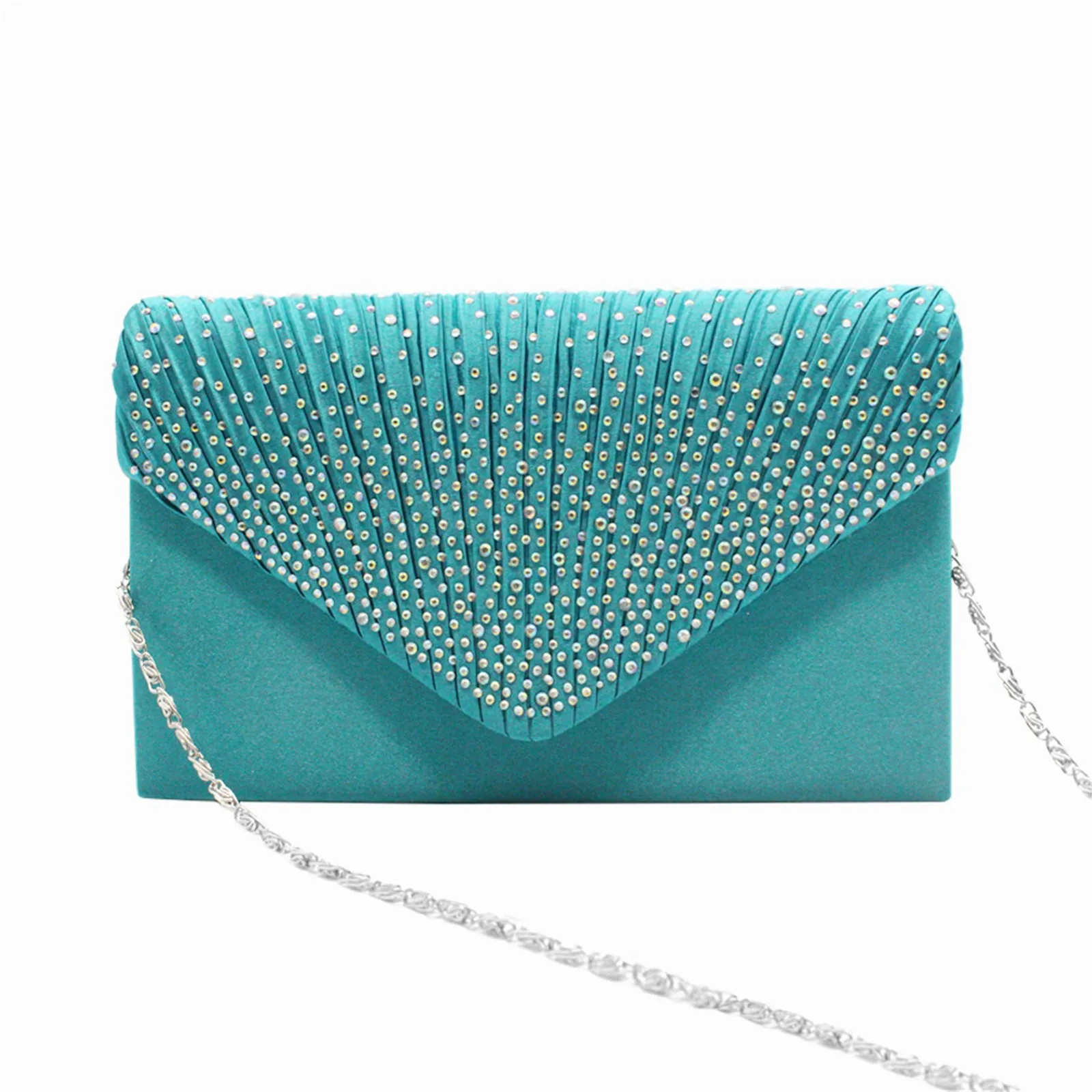 Women's Fashion Elegant Ribbon Diamond Clutch Evening Prom Handbag Light Luxury Single Room Bag For Party Wedding Nightclub