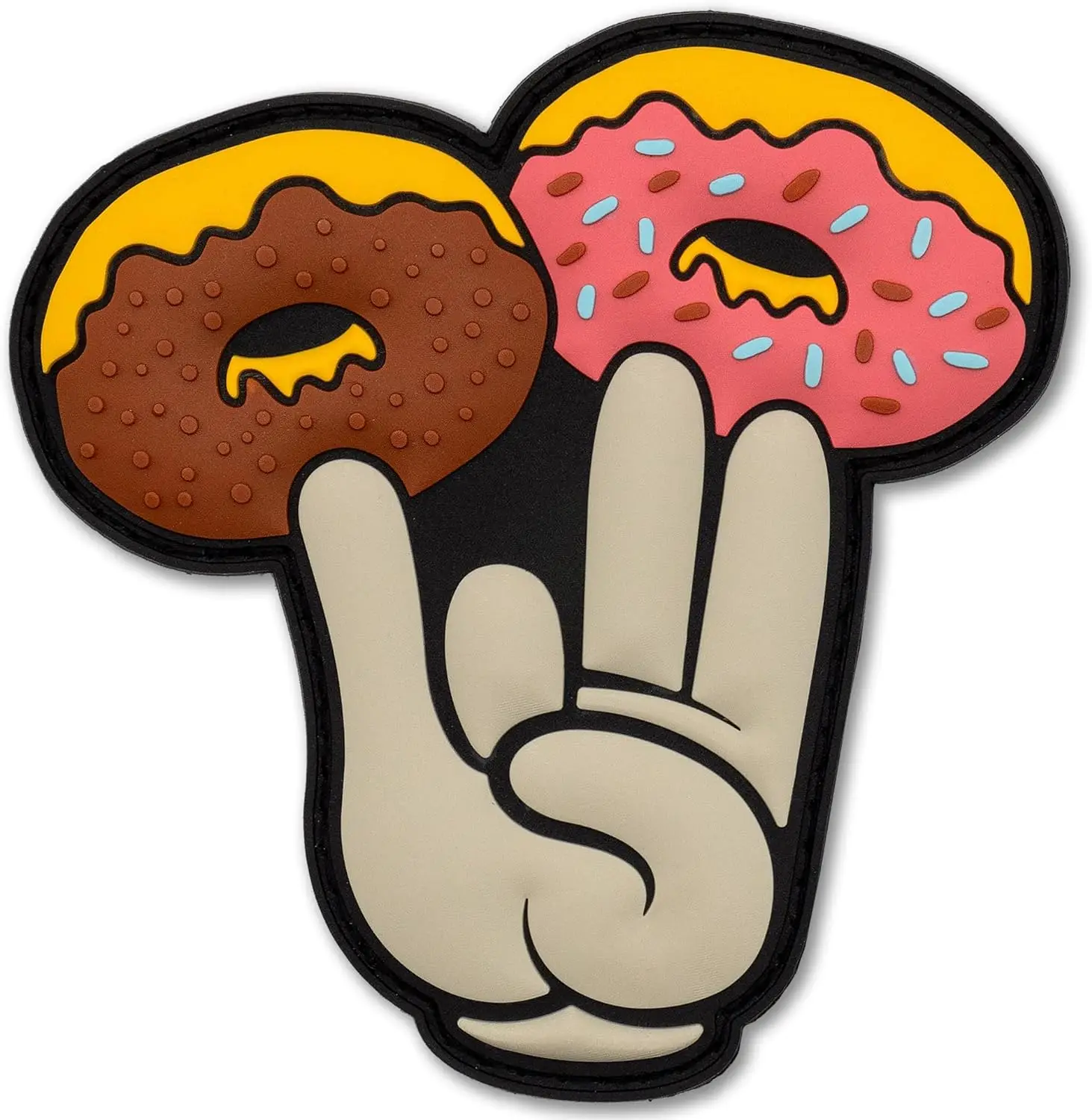 

'Shocker Donuts' PVC Tactical Patch 3D PVC Funny Hook&Loop Emblem Humorous Donuts Finger Morale Badge Military Backpack Stickers