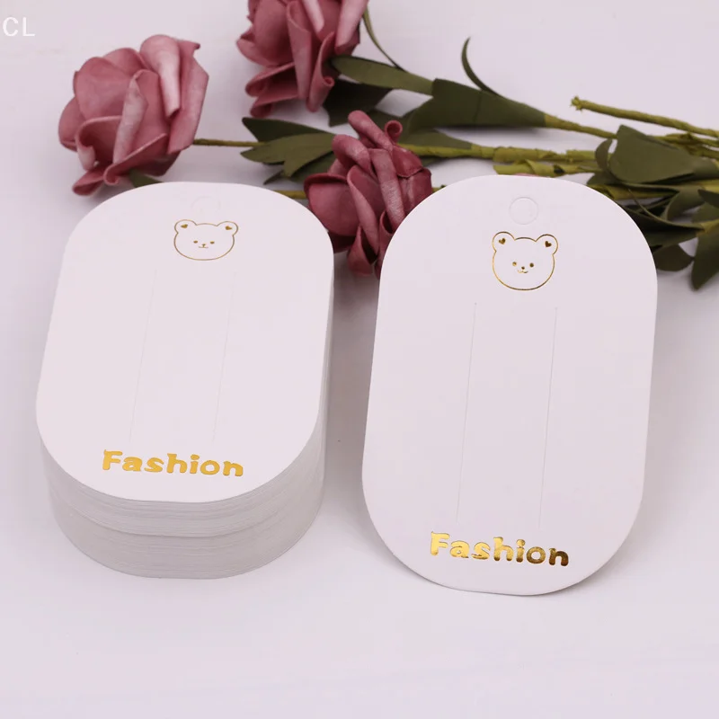 بطاقات عرض ربطات شعر للأطفال يمكنك صنعها بنفسك، عبوة مكونة من 50 كرتونة على شكل دب صغير لأعمال إكسسوارات الشعر