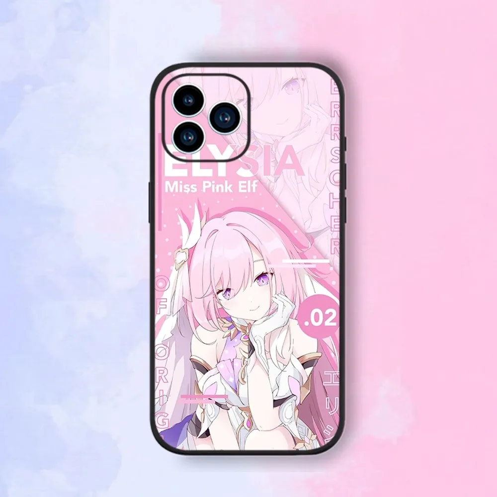 Honkai Impact 3rd Elysia Houkai Phone Case iPhone 15,14,13,12,11,XS,XR,X,8,7,Pro,Max,Plus,mini Silicone Black Cover