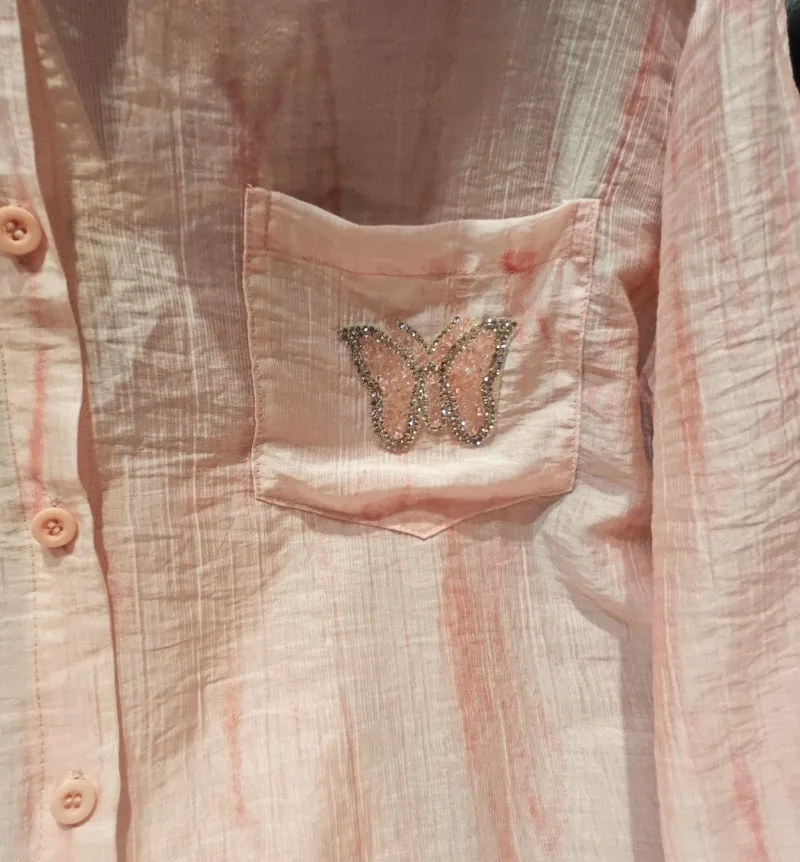 2025 Summer New Bow Strap Halter Hollow Long Sleeve Hot Diamond Sweet Casual Shirt Top For Women