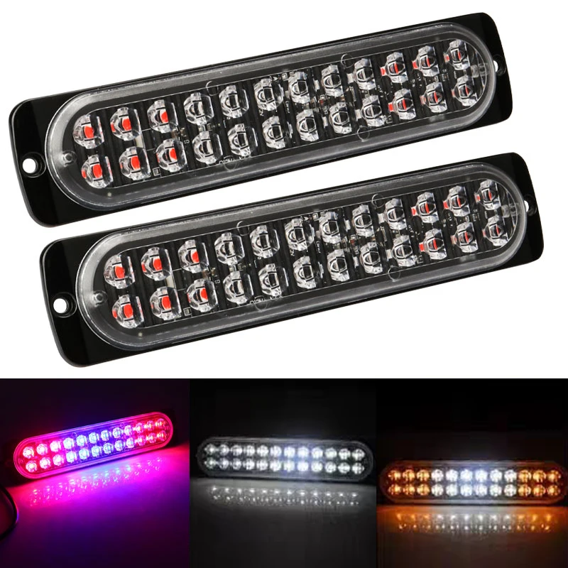 

1PCS 24LED Car Strobe Warning Light Grill Flashing Breakdown Emergency Light Car Truck Trailer Beacon Lamp LED Side Truck Light