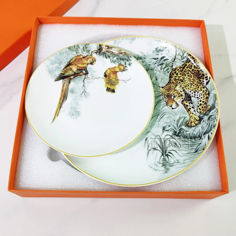 8 Inch 10 Inch Dish Plate Bird Conglin Bone Round Ceramic Steak Plate Wedding Gift Party Gift China Ceramic Kitchen Tableware