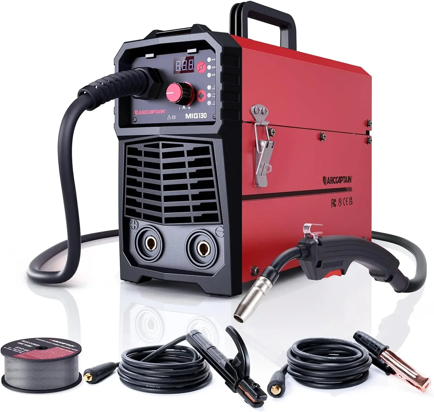 

130A MIG Welder, 110V Flux Core MIG Welder/Lift TIG/Stick 3 in 1 Welding Machine with Synergy, IGBT Inverter Portable Gasless