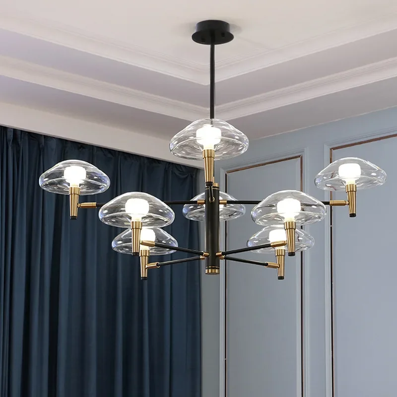 Post Modern Creative Jellyfish Chandelier Nordic Simple Living Room Dining Room Bedroom Lamp Theme Hotel Glass Iron Chandelier