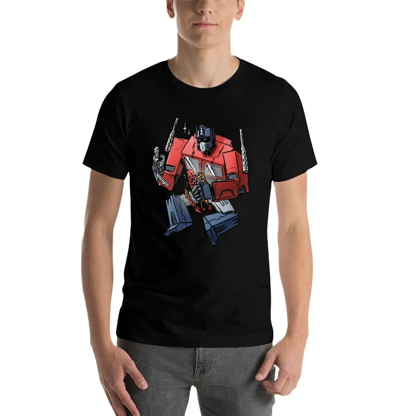 

Optimus plays with Bionicles T-Shirt cotton t shirts high quality t shirts with prints T-Shirt