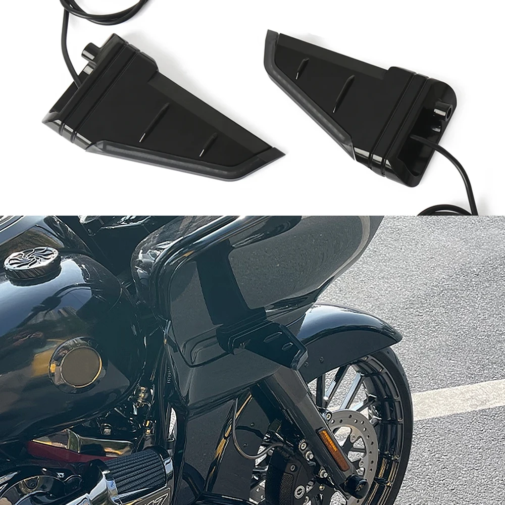 

For CVO Road Glide Ultra FLTRUSE Custom FLTRXSE Motorcycle Front Side Turn Signal Indicator Running Amber/White LED Lights