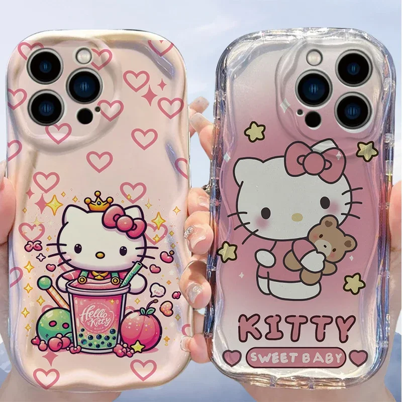 آيفون 6 6S 7 8 Plus SE 2022 2020 X XS Max XR 12 Mini 11 12 13 Pro Max Cartoon Hello Kitty Cute Y2K Sanrio غطاء ناعم