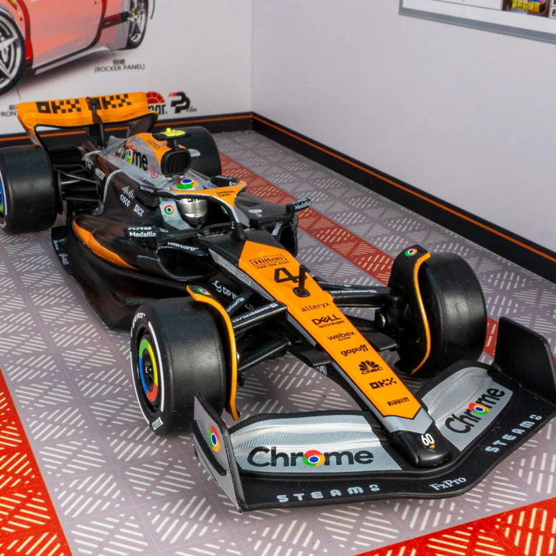 1:24 MCL60 2023 # 81 Oscar Piastri 4 #   Lando Norris P2 Britse GP Mclaren F1 Diecast Racing SuperCar Model Competitie Voertuig Speelgoed