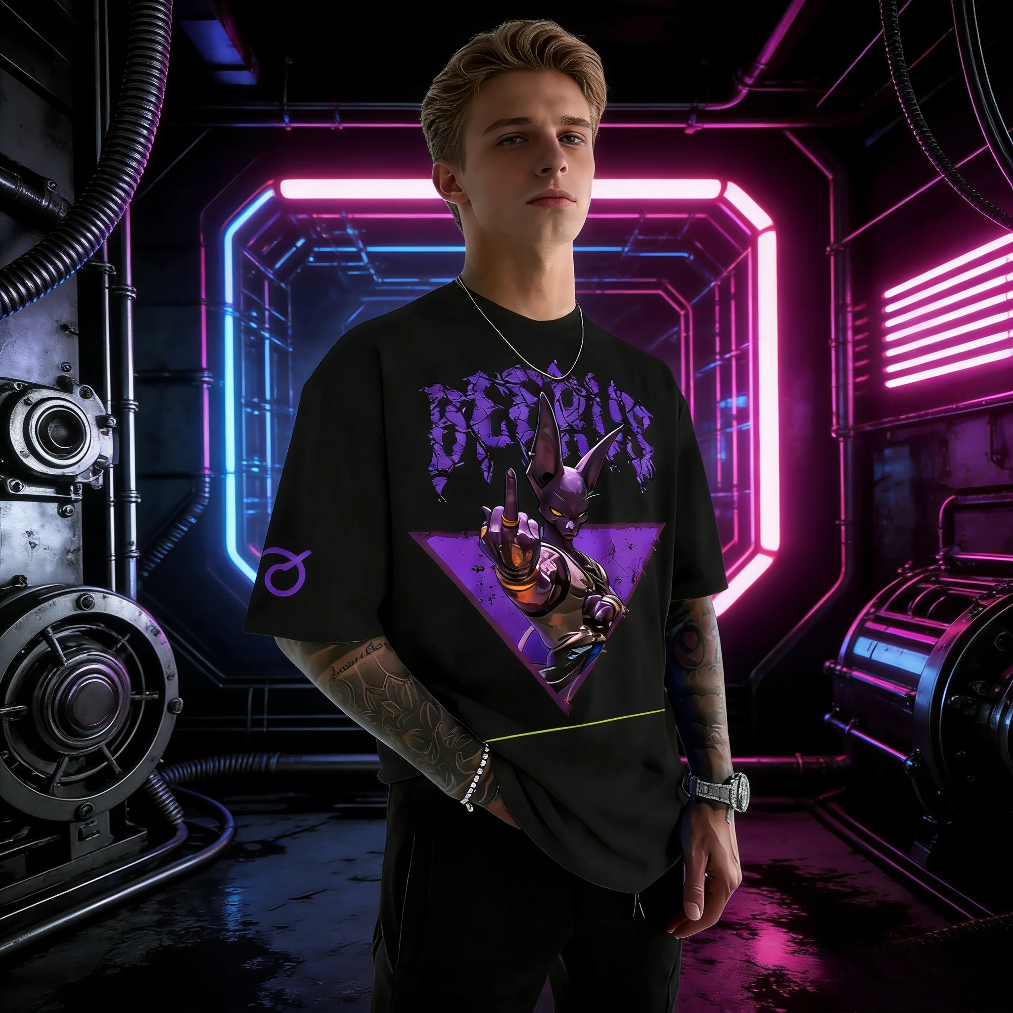 2026 Sommer Dragon Ball Vintage Anime T-Shirt Herren Reine Baumwolle Locker Lässig Beerus God Mode Tee für Alltag Sport Y2K Stil