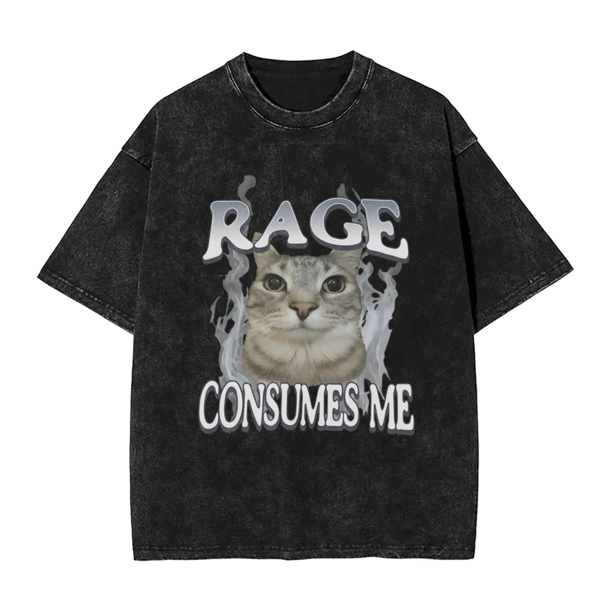 Rage consumes me - Sarcasm cat meme Unique Trendy A Vintage Oversized Cotton Unisex T-Shirts