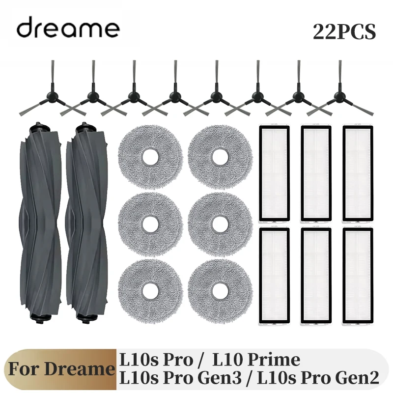 Für Dreame L10s Pro Gen 3 / L10s Pro Gen 2 / L10s Pro / L10 Prime Roboterstaubsauger Ersatzteile Hauptbürsten Seitenbürsten Wischtücher Filter