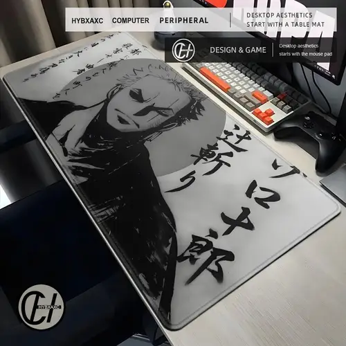 Alfombrilla de ratón grande de Anime japonés para juegos, teclado XXL, alfombrilla de ratón para jugadores en la mesa, alfombrilla de escritorio de velocidad, alfombrillas de ratón blancas y negras de 900x400