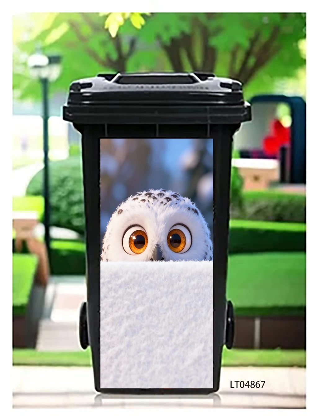 Neon Fantasy Wildlife Trash Can Sticker, Glowing Leopard Fox Owl Design Waterproof Removable Outdoor Garbage Bin Decor