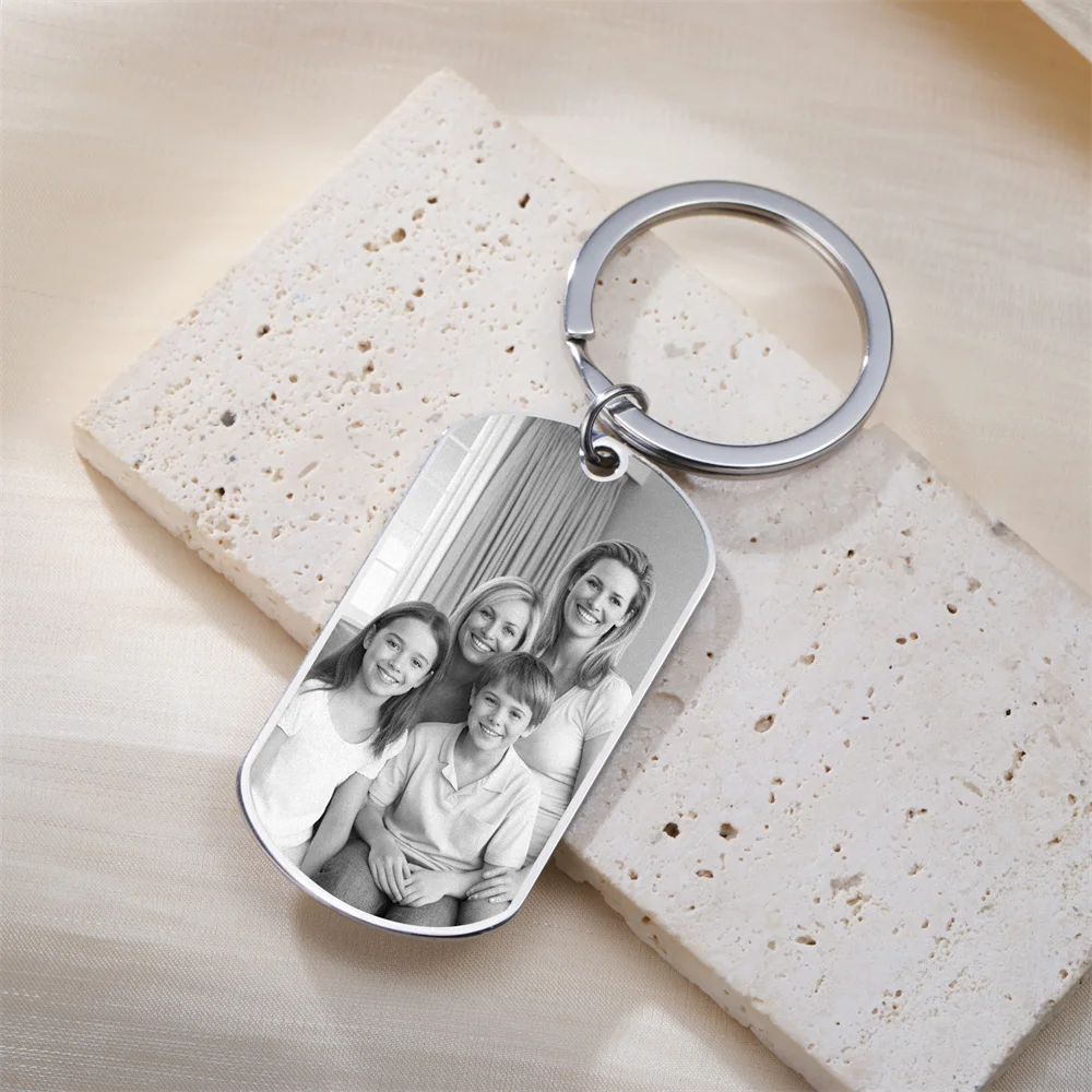Benutzerdefinierter Foto-Schlüsselanhänger aus Edelstahl, rechteckig, Herzform, personalisiertes Bild, Schlüsselanhänger, Schmuck, Valentinstagsgeschenk – Detail 17