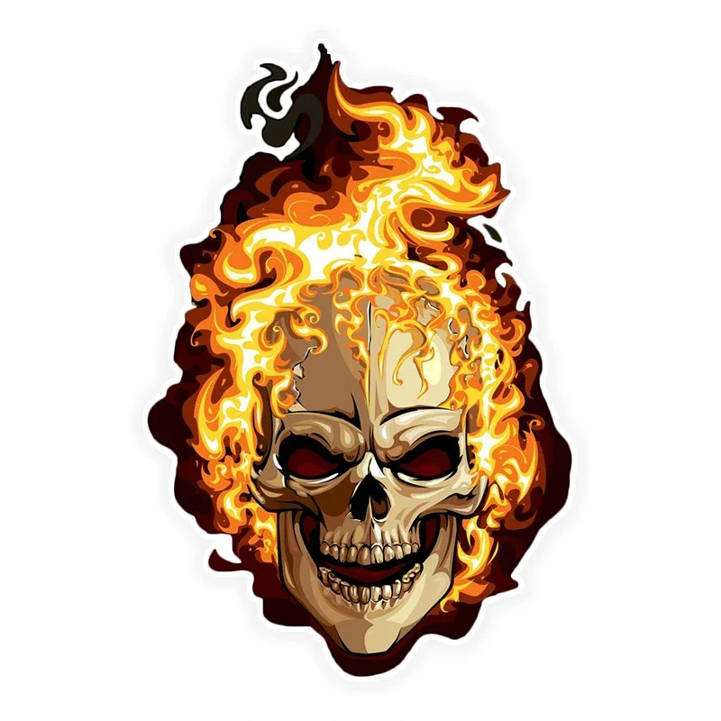 Funny Fire Skull Color Styling  Car Sticker Rear Window Body Decoration Decals Waterproof SunscreenVinyl Sticker,15cm*10cm