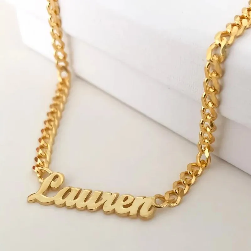 Customized Necklaces for Men Name Pendant Gold Chains Chokers Women Name Necklace Personalised Premium Stainless Steel Jewelry