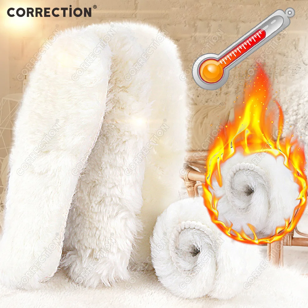 CORRECTION Natural Sheepskin Insoles Winter Real Fur Wool insoles Men Women Warm Soft Thick warm Cashmere Snow Boots Shoe Pads