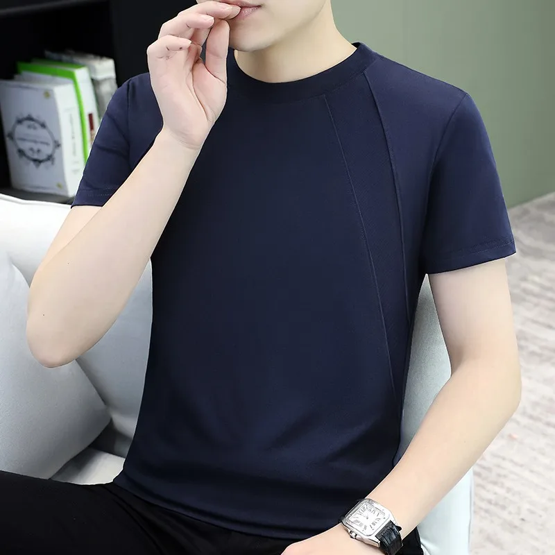 Men's Breathable Mesh Panel Crew Neck T-Shirt Slim Fit Raglan Sleeve Casual Athletic Top for Daily Wear