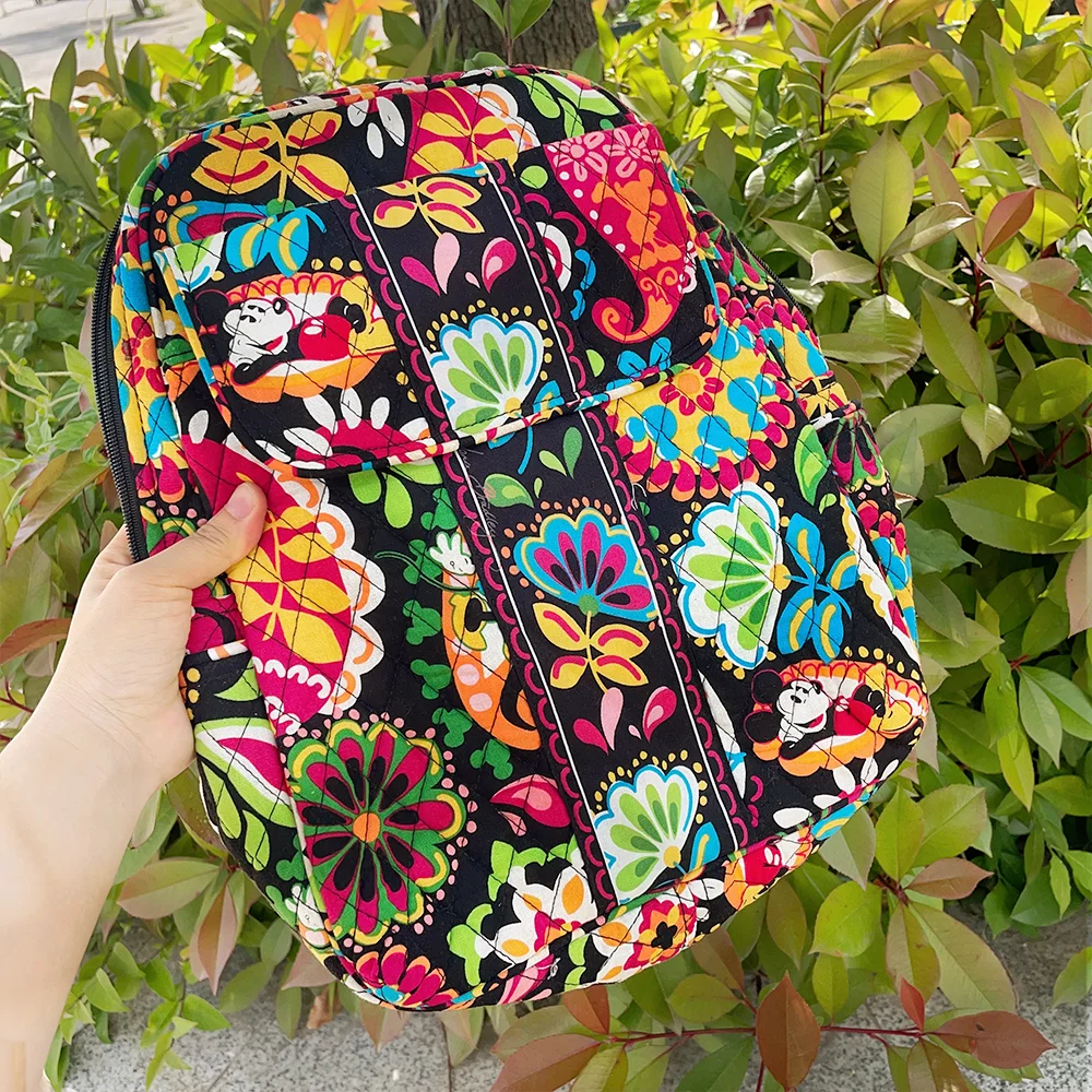 VB limited edition floral double shoulder backpack, pure cotton backpack, travel backpack