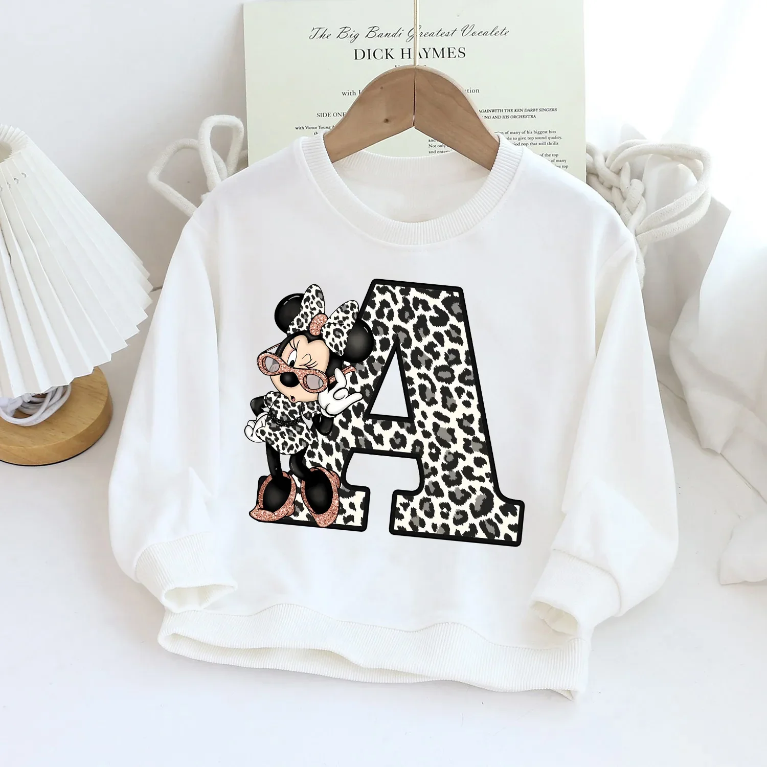 Children Hoodie Disney Minnie Letter A B C D Kid Casual Clothes O-neck Pullover Little Baby Kawaii Cartoons Boy Girl Sweatshirts