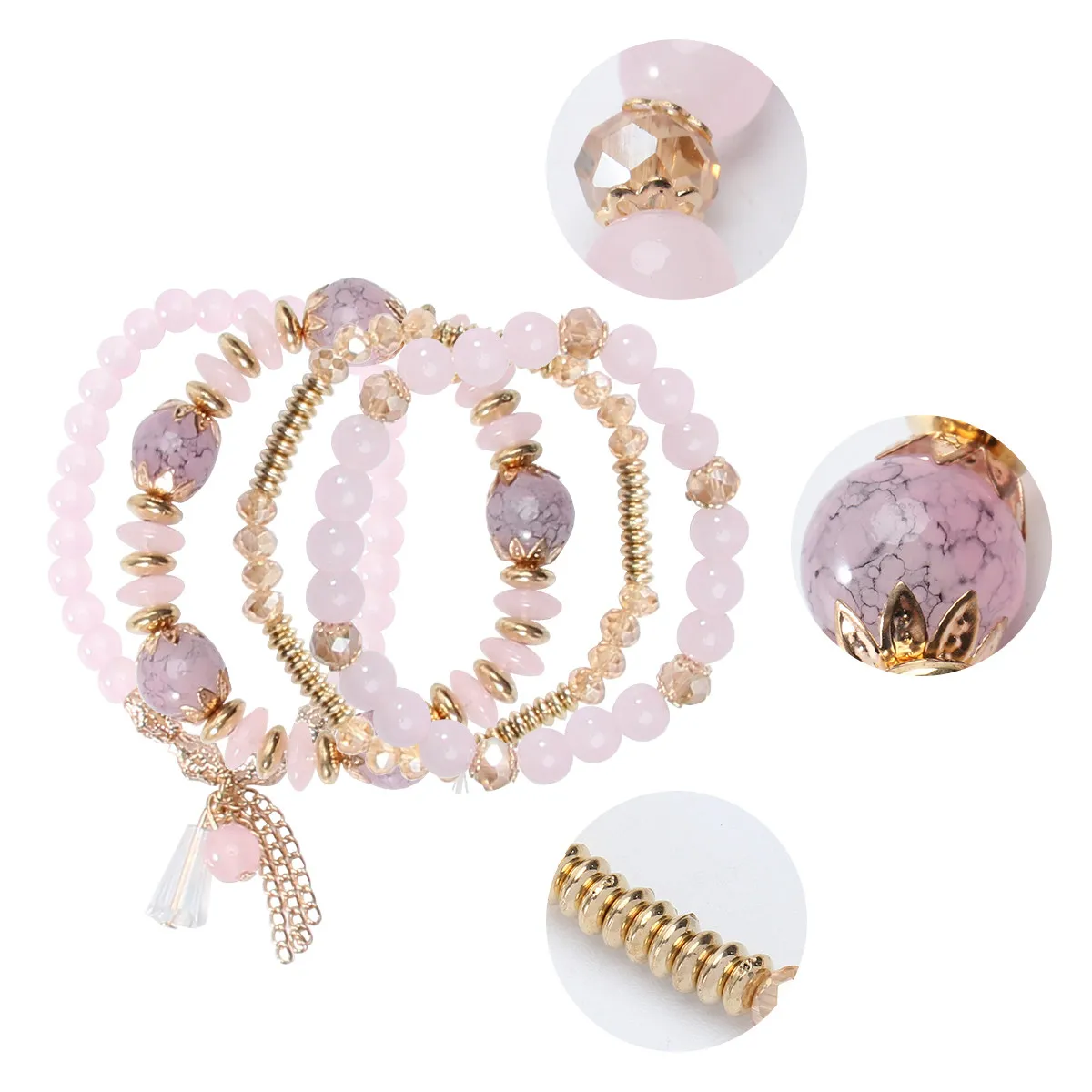 1Pcs Tassels Bracelet Fashionable Multilayer Crystal Bangle Adjustable Stylish Wristband for Women Street Shooting Punk Retro