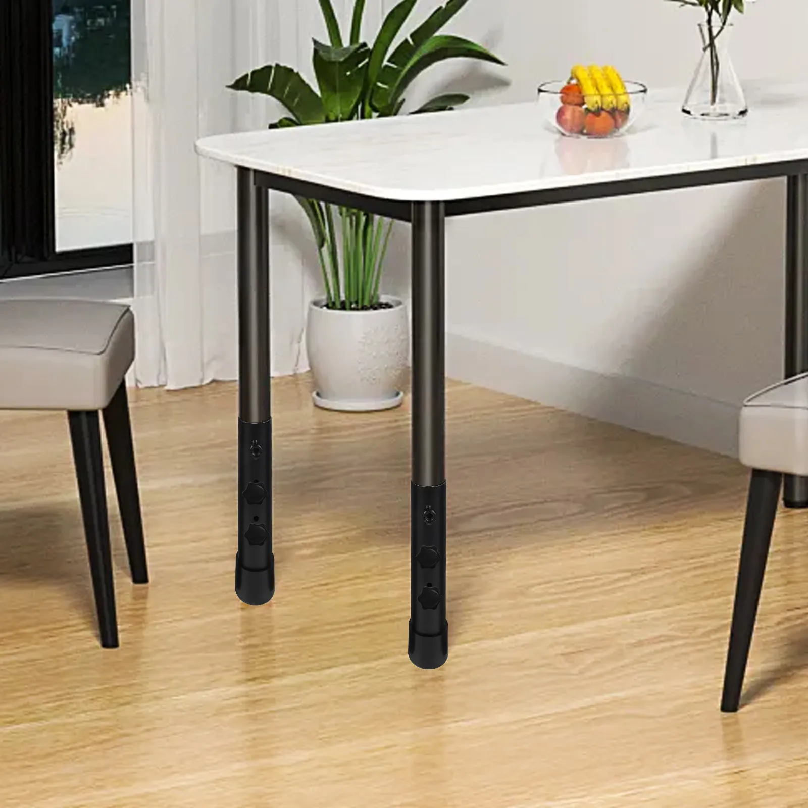 4 pièces d'extensions de pieds de table robustes et réglables, design droit et courbé, pour bureau et établi, pour une hauteur stable