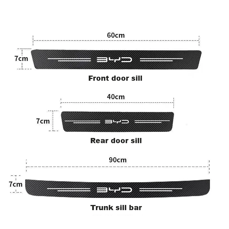 Auto Carbon Fiber Decals Stickers Car Door Threshold Scuff Plate For BYD M6 G3 G5 T3 13 F3 F0 S6 S7 E5 E6 L3 tang yuan atto3