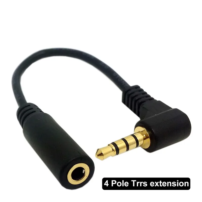20cm 3.5mm 4 Pole 90 Degree Jack TRRS Extension Adapter cable Right Angle 3.5 mm 4pin male to female extender Stereo Aux Audio