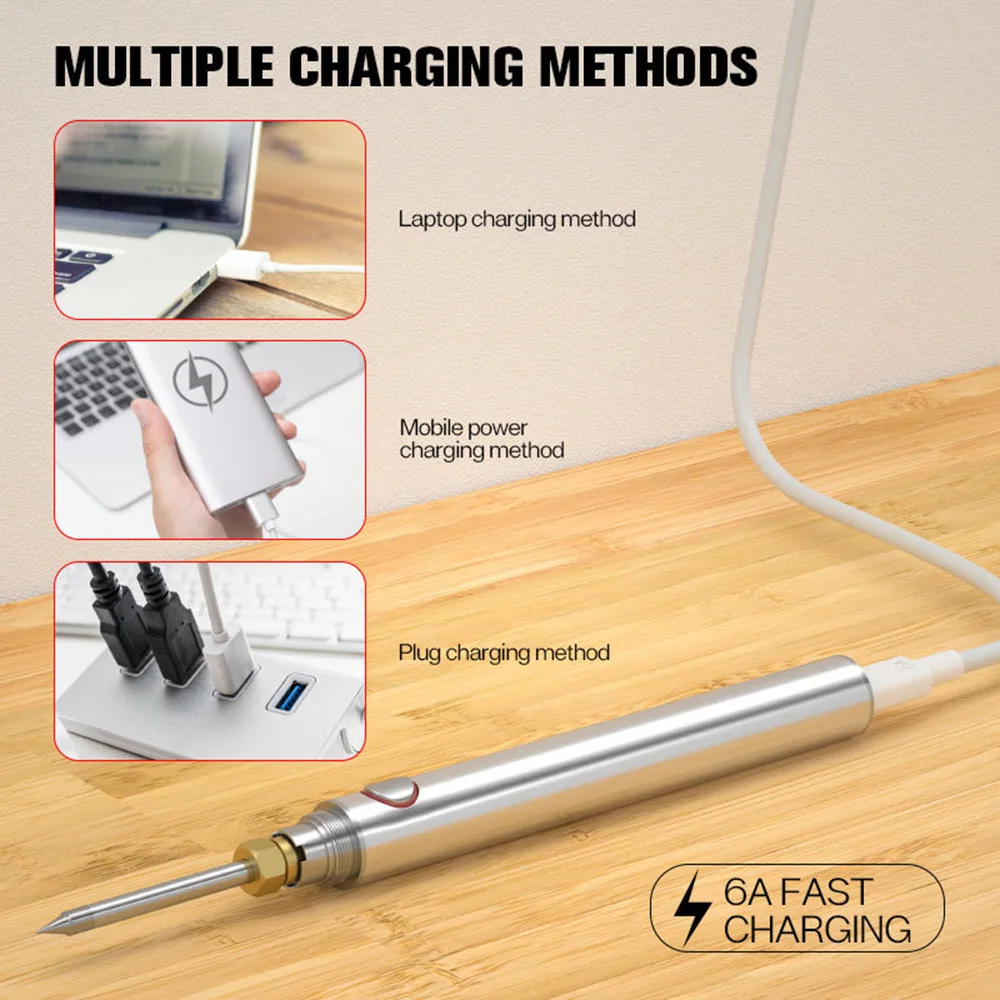 8-10W Wireless Soldering Iron USB Rechargeable Mini Handheld Soldering Iron Kit Microelectronics Repair Welding Tools with Cover