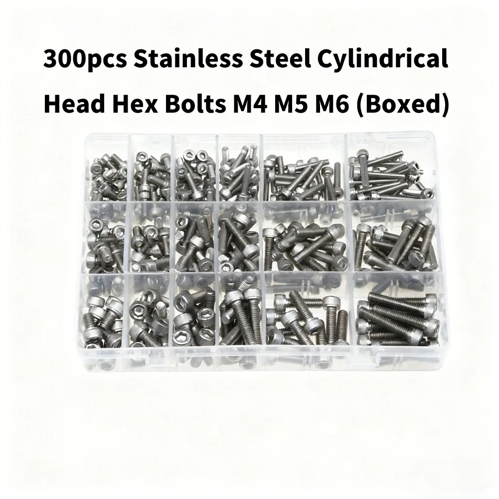 

300PCS Stainless Steel Hex Socket Head Cap Fasteners Cylindrical Head With Hexagon Socket For Furniture Assembly Machinery