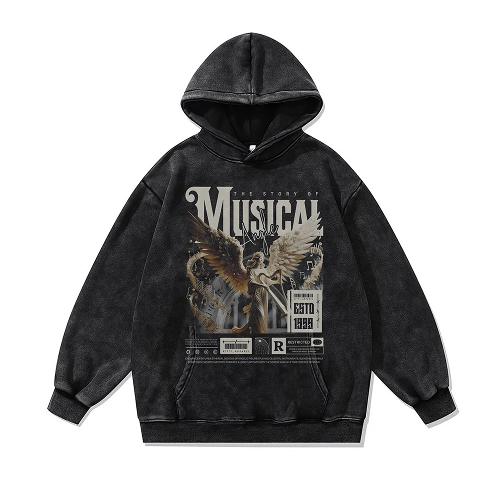 

Мужские толстовки с готическим принтом ангела Y2k, винтажные топы большого размера в стиле ретро, уличная одежда в стиле хип-хоп, новые толстовки с капюшоном, зимняя одежда