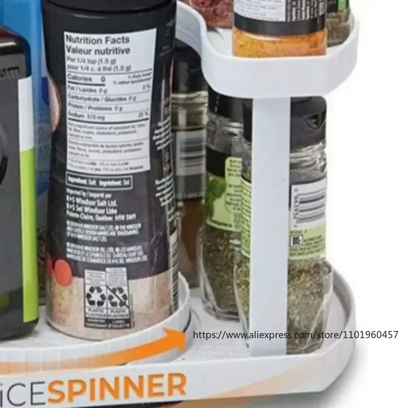 SPICE SPINNER Kitchen Rotating Seasoning Rack Double Layer Seasoning Salt Sugar Bottle Storage Rack Household Storage Artifact