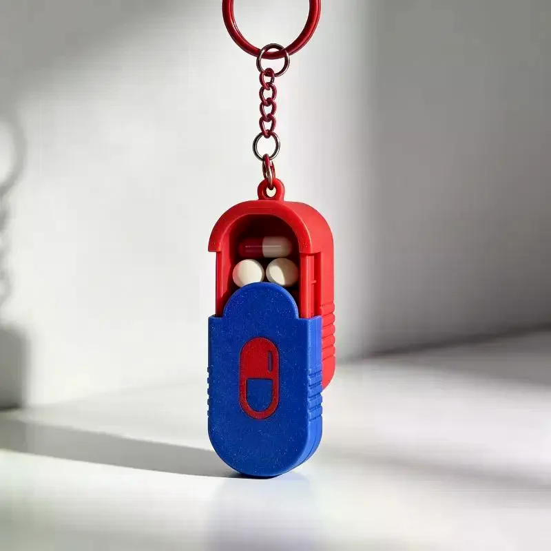 /Kuz/3D Printing Mini Slide Top Pill Organizer Keychain For Office Workers Compact Travel Medicine Box