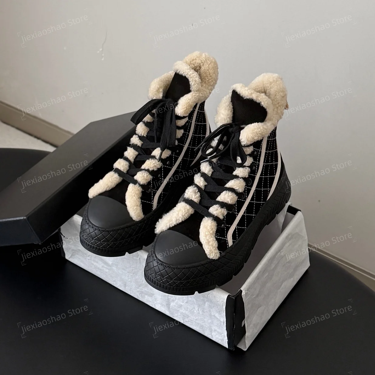 2026 New Winter Snow Boots Real Suede Round-Toe Thick Sole Lace-Up Ankle Boots Wool Short Boots Handmade Hiver Chaussures Shoes