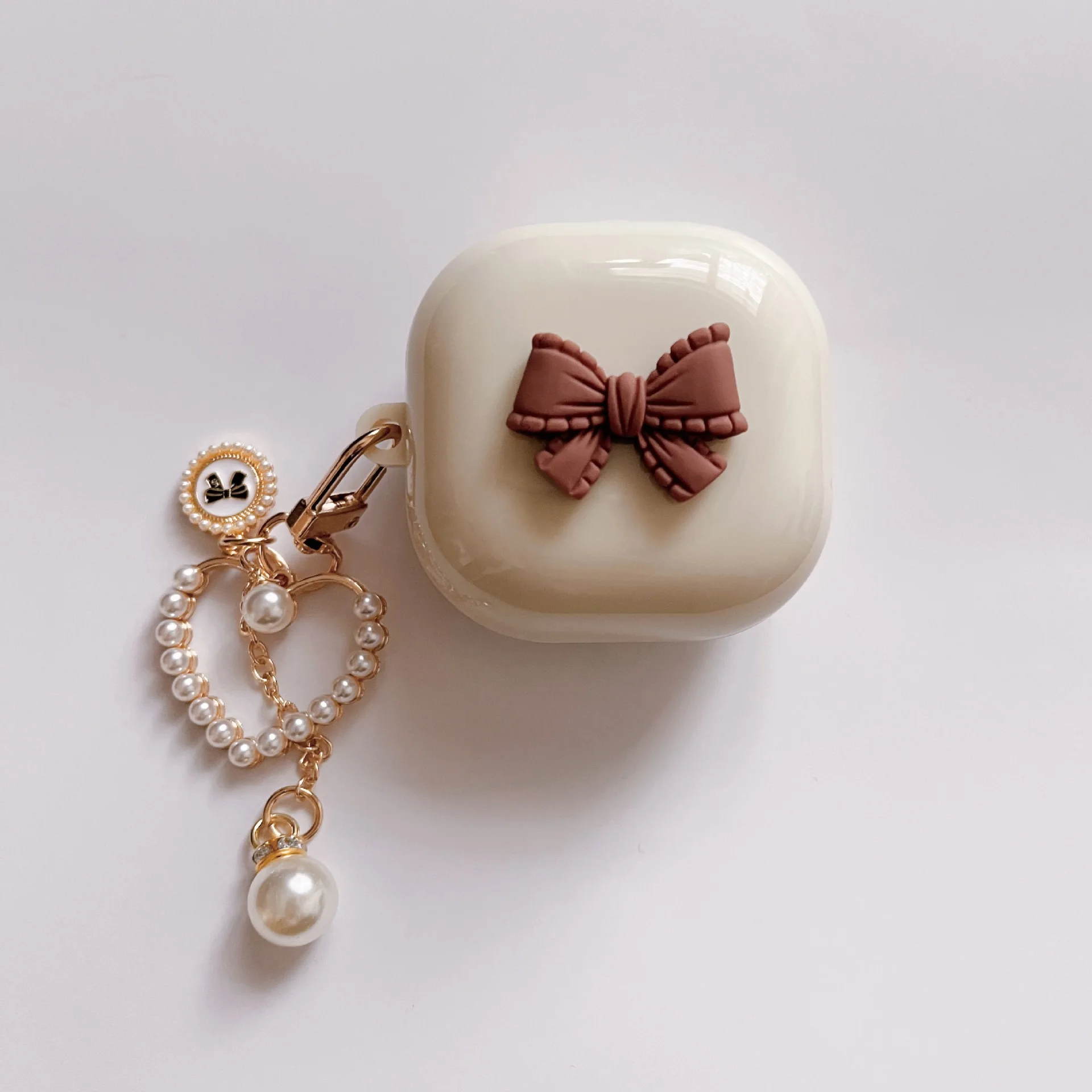 For Samsung Galaxy Buds 4 Pro Cover Cute 3D Love Heart Bow Little Bear TPU Soft Case Earphones Shell Funda With Beads Pendant