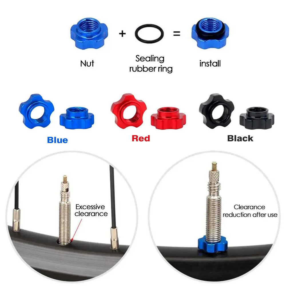 Mountain Bike Presta Valve Nut with Install Wrench MTB Road Bicycle Tubeless Tire Valve Cap Vacuum Tire Nozzle Lock