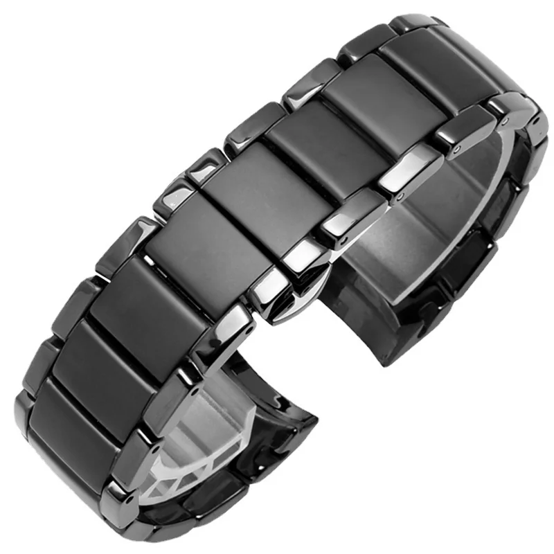 WatchBands Ceramic Watch Band Male for Armani Ar1400 1410 1451 1452 Black Watch Bracelet Female 22 24mm Watch strap